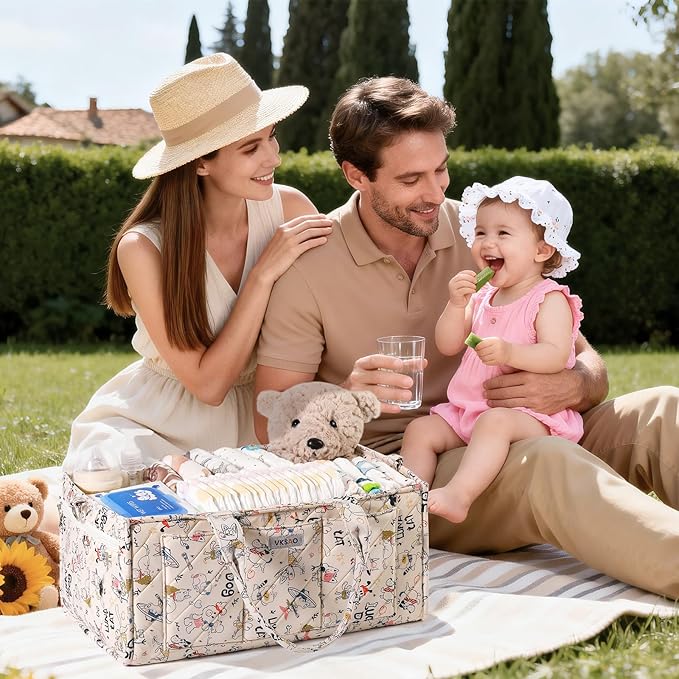 Colorful Cute Cartoon Animal Prints Baby Diaper Caddy Organizer, Diaper Bag Storage Basket for Newborn Essentials Must Haves Baby Shower Gifts, Colorful Large