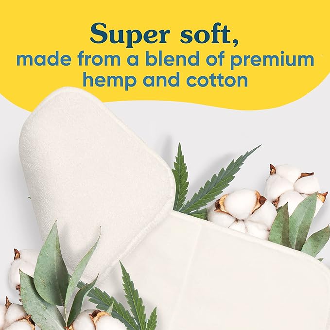 Charlie Banana Baby Super Absorbent Deluxe Reusable and Washable Hemp and Cotton Inserts for Cloth Diapers, One Size, 3 Pack