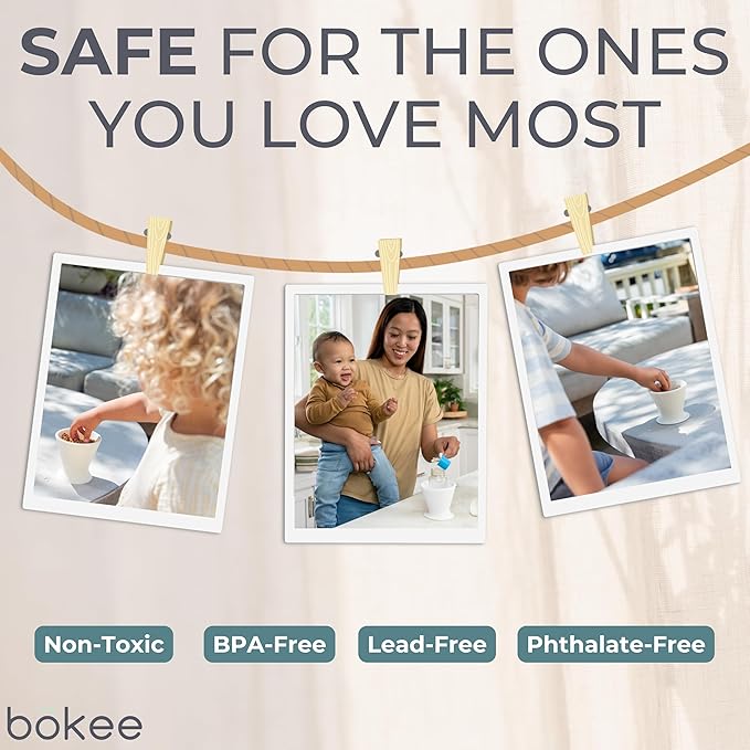 Bökee Ultimate Non-Toxic Silicone Breast Pump and Baby Bottle Holder – Easy One Hand Milk & Formula Prep with Premium Wide Base Suction Cup - Dishwasher Safe - Light Grey, 2-Pack