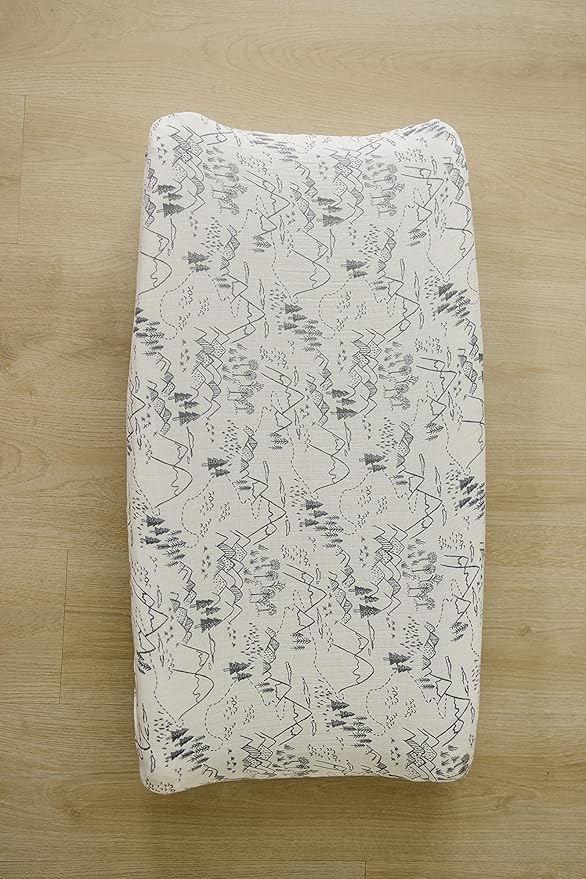 Mebie Baby Changing Pad, Summit, 100% Muslin Cotton Changing Table Pad Cover for Baby Boy and Girl, Designer Nursery Decor Covers, Diaper Changing Pad Cover for Changing Station