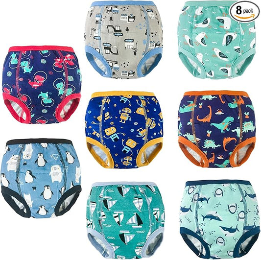 8 Packs Reusable Toddler Potty Training Underwear Boys for Potty Training and Strong Absorbent Training Underwear for Boys 5t