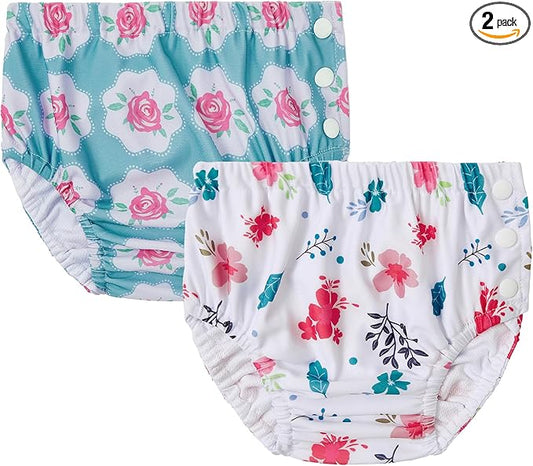 Durio 2PCS Reusable Swim Diapers - Toddler Baby Swim Diaper Soft and Waterproof for Swimming Lessons Boys and Girls