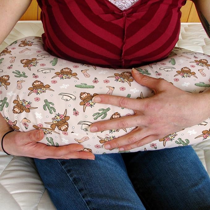 Highland Cows Cactus Baby Nursing Pillow Covers for Boy Girl Pink Western Cowgirl Boots Hats Yak Floral Nursery Pillowcase for Breastfeeding Pillows Wild West Soft Stretchy Slipcovers for Newborn