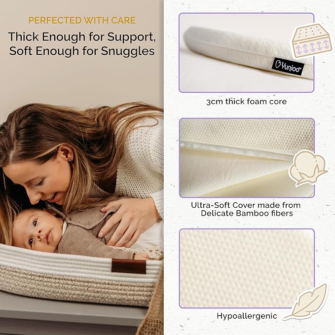 Yunioo Foldable Baby Changing Pad 31” x 16” - Waterproof & Ultra Soft Mattress for Diaper Changing Station - Portable Table Topper & Moses Basket Replacement - Easy to Clean
