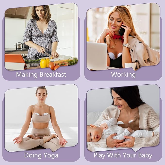 Hands Free Breast Pump:Wearable Breast Pump Portable with 3 Modes/9 Levels/LED Display - Low Noise,for 25/21/17mm Silicone Cushion Insert,2 Count