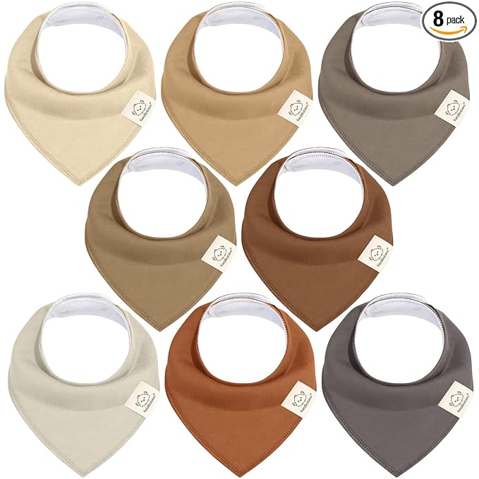 KeaBabies 8-Pack Organic Baby Bandana Bibs for Boys, Girls - Super Absorbent Triangle Baby Bibs for Drooling and Teething Infant, 100% Cotton Extra Soft for Newborn, Infant 0-36 Months (Terracotta)