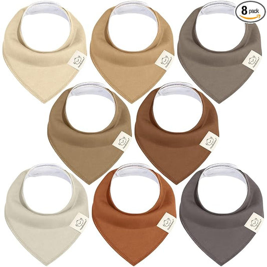 KeaBabies 8-Pack Organic Baby Bandana Bibs for Boys, Girls - Super Absorbent Triangle Baby Bibs for Drooling and Teething Infant, 100% Cotton Extra Soft for Newborn, Infant 0-36 Months (Terracotta)