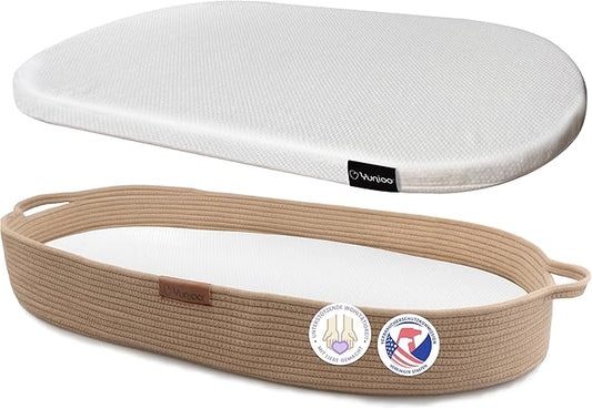 Yunioo Baby Changing Basket, Portable Diaper Changing Pad, Moses Basket for Newborns, Changing Table Topper for Baby Nursery, Waterproof Travel Pad Cover