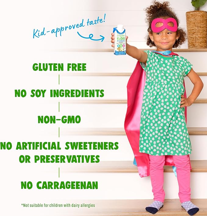 Orgain Organic Kids Protein Nutritional Shake, Vanilla - 8g of Protein, 22 Vitamins & Minerals, Fruits & Vegetables, Gluten Free, Soy Free, Non-GMO, 8.25 Fl Oz (Pack of 4)