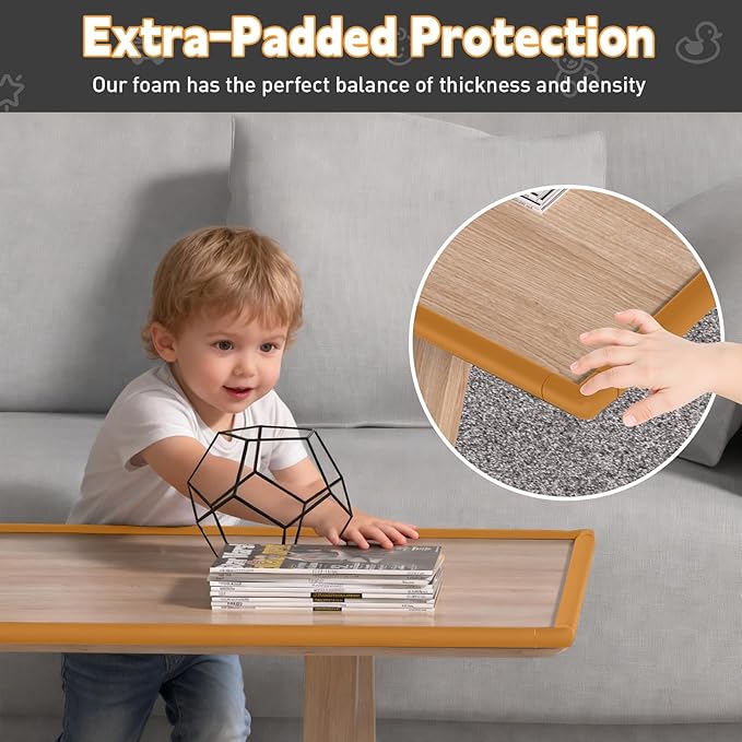 Thick Corner Edge Protector for Baby Proofing, 6.56Ft Furniture Edge Bumper with 10 L-Shaped & Soft Foam Corner Guards,Adhesive Baby proofing Bumper for Table, Small Toddler Bed (Wood Color)