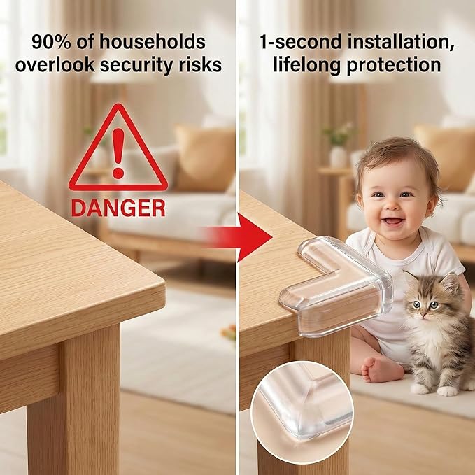 Extra Large & Ultra-Safe Baby Corner Protector Guards - 32-Piece Transparent Table Corner Protectors for Furniture, Super Strong Adhesive, Easy to Install Child Safety Set