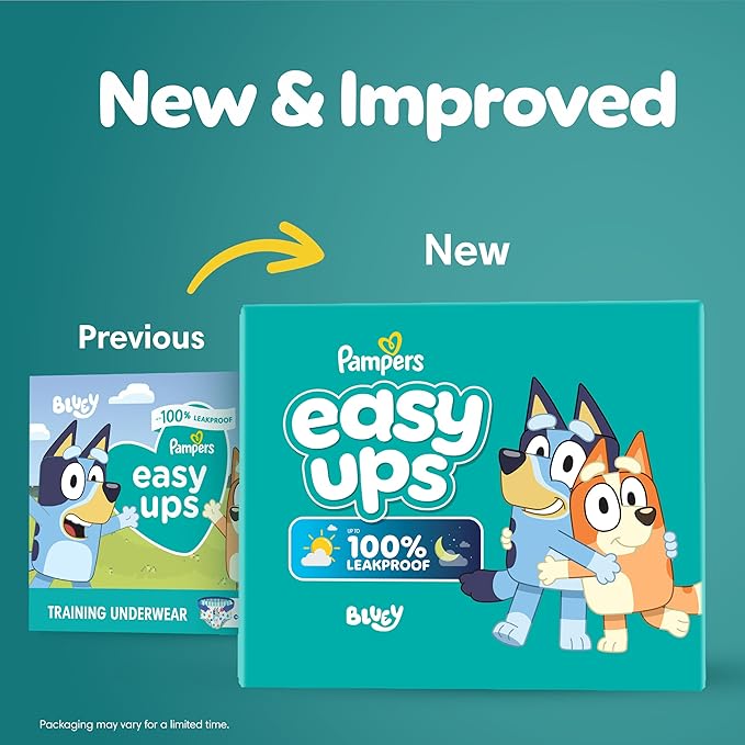 Pampers Training Pants - Easy Ups Boys & Girls Bluey - Size 4T-5T, 100 Count, Children's Potty Underwear (Packaging May Vary)