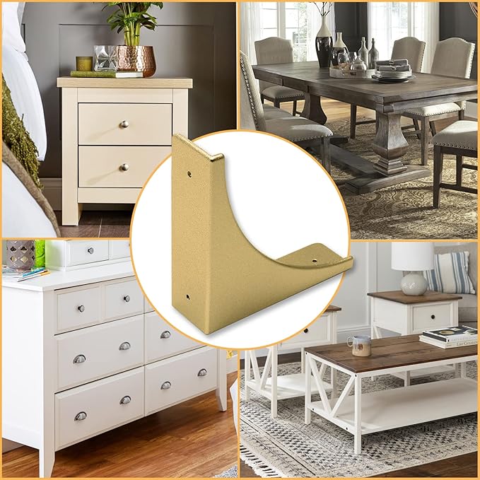 BokWin Gold Box Corner Protector Metal,4 Pcs 2.56 Inch Decorative Corner Brackets with Screws,Edge Guard for Box Furniture Table Shelf Cabinet