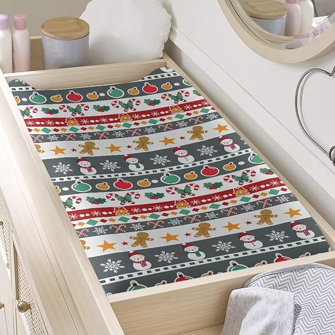 Christmas Plaid Changing Pad Cover Soft Comfy Bassinet Cradle Mattress Sheets for Newborn Babies Boys & Girls, 16x32 Inch Baby Nursery Diaper Changing Pad Sheets