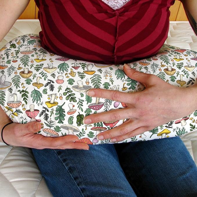 Colorful Mushrooms Green Leaves Baby Nursing Pillow Covers for Boy Girl Fall Mushroom Forest Nursing Pillowcase for Breastfeeding Pillows Autumn Soft Stretchy Slipcovers for Newborn Infant