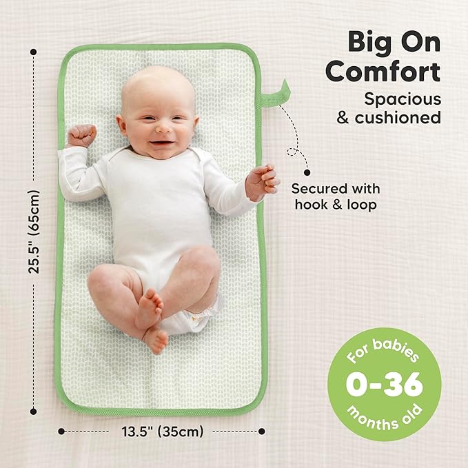 KeaBabies Portable Diaper Changing Pad, Easy Wipe Clean - Foldable Waterproof Baby Changing Mat for Diaper Bag, Compact, Lightweight, 25x13 Newborn, Infant, Baby Changer Travel Essential (Acacia)
