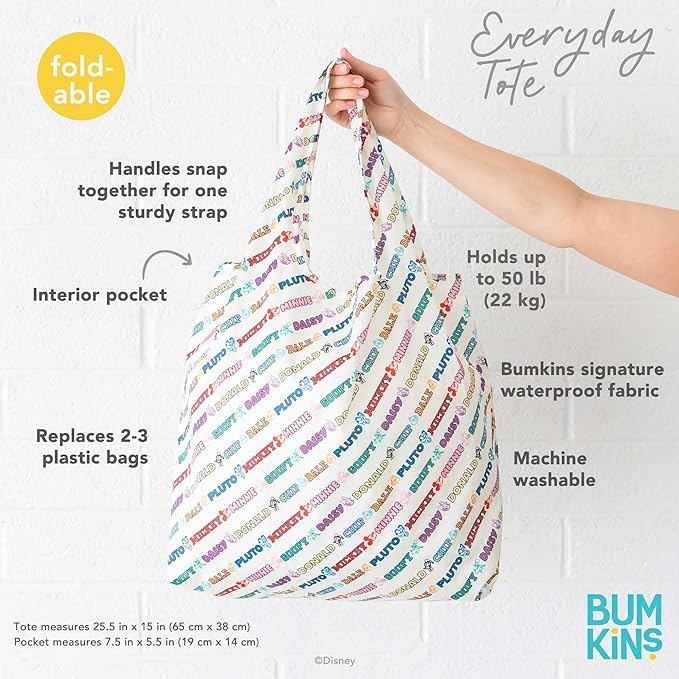 Bumkins Reusable Grocery Shopping Tote Bag for Women, Large Boho Style with Handles, Foldable, Washable, Shoulder Straps