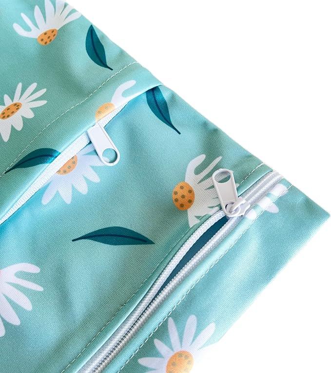Wet Dry Bag for Cloth Diapers, 2PCS Waterproof Reusable Wet Bag with Zippered Pockets, Washable, Reusable for Travel, Beach, Pool, Stroller, Diapers, Dirty Gym Clothes, Swimsuits, 14x12In & 12x11In