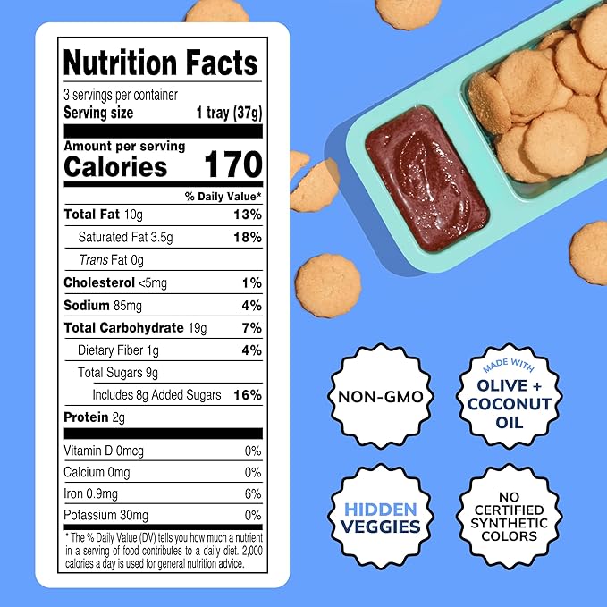 Little Spoon Brownie Batter Dip + Cookies Dipster, Big Kid Favorite Dunking Snack with Hidden Veggies, Organic Oats, Purple Sweet Potato & Spinach, Maple Sweetened, Non-GMO, 2g Plant Protein, 3 Trays per Pack, Total of 12 Trays