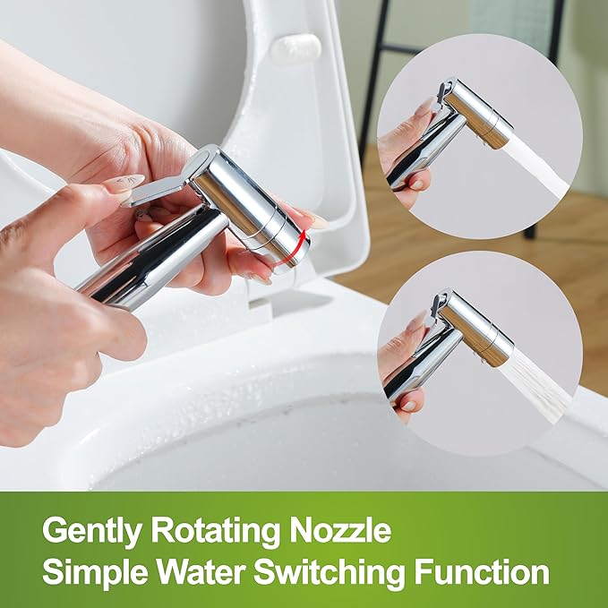Chrome Bidet Toilet Sprayer Head - Rustless Stainless Steel Handheld Sprayer, Adjustable Water Pressure for Feminine Wash, Diaper/Cloth Washing, Leak-Proof Universal Fit (1PCS)
