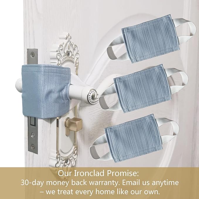 Baby Proof Door Silencer & Cloth Latch Cover, Quiet Close Anti-Slam Pads to Prevent Slamming and Accidental Locking, for Nursery and Toddler Safety (3, Grayish Blue, 4.1 * 3.1 inches)