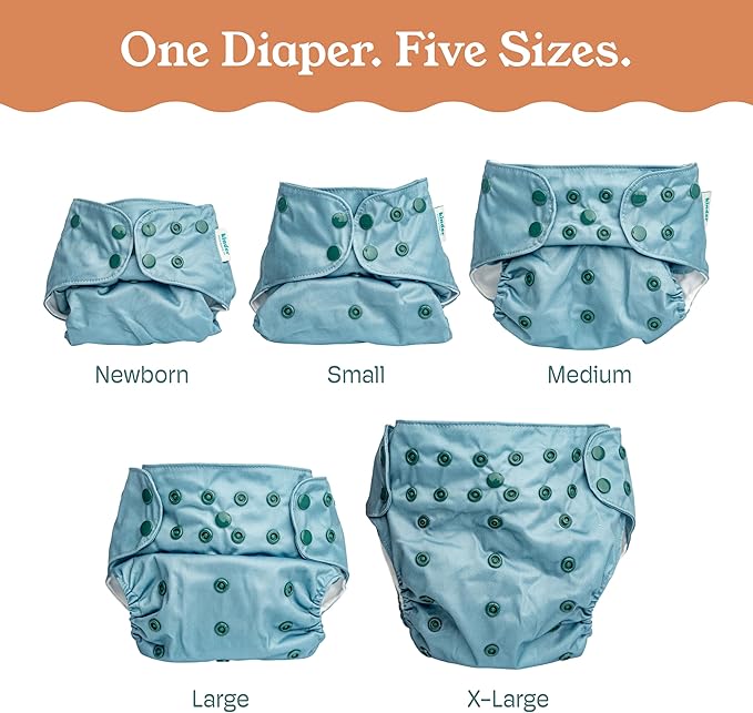 Kinder Cloth Diapers Reusable Baby Diapers Pocket Style Athletic Wicking Jersey, Bamboo Viscose Inserts, Wet Bag, Newborn to Potty Training 7-60lbs, One Size (Boho Florals, 5 Pack, with Inserts)