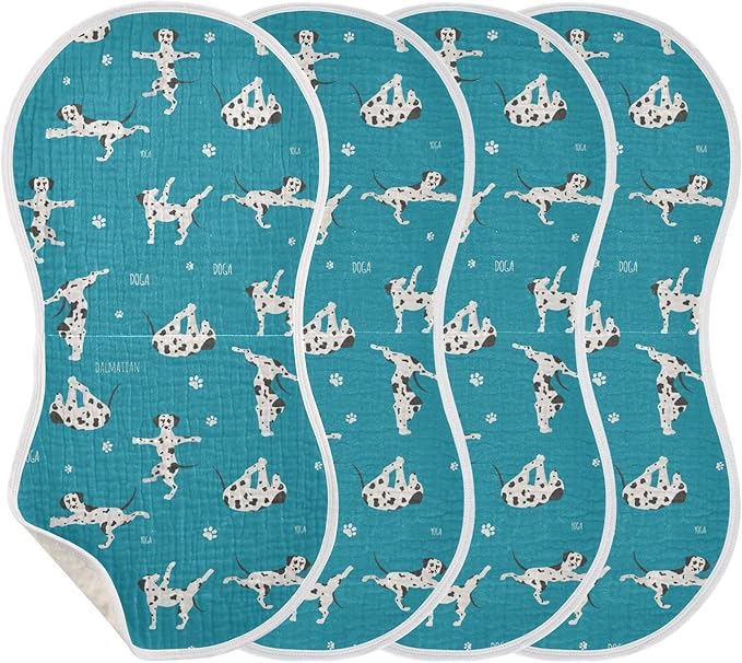 vvfelixl Burp Cloths Dalmatian Yoga Dog for Baby Boy Girls Baby Washcloths Burp Rags 1 Pack Blue