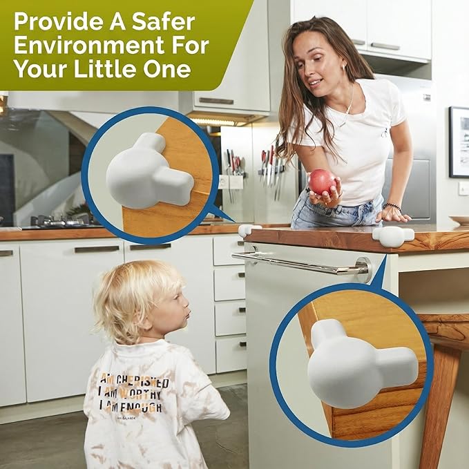 Silicone Corner Protectors for Baby Proofing – Soft Adhesive Corner Guards for Tables & Furniture, Child Safety Edge & Corner Bumpers. Protects Toddlers from Sharp Edges (12 Pack/White)