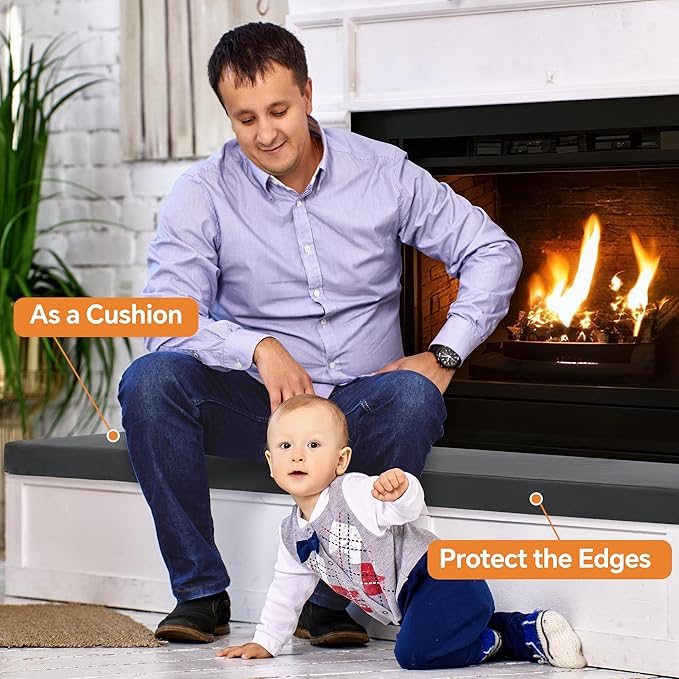 ROYALAY Fireplace Cushions for Hearth Sitting, 2" Thick Fireplace Cover Kid Proof with Anti-Slip Backing, 72"x 16" Hearth Cushion with Removable Cover