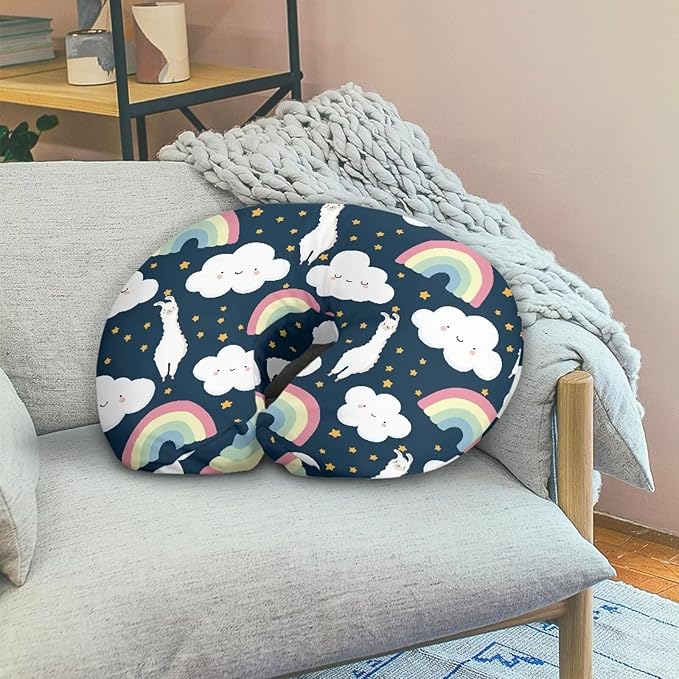 Rainbow and Alpaca Breastfeeding Pillow Cover Newborn U-Shaped Breastfeeding Pillowcase Cushion Cover Easy to Use and Dustptoof