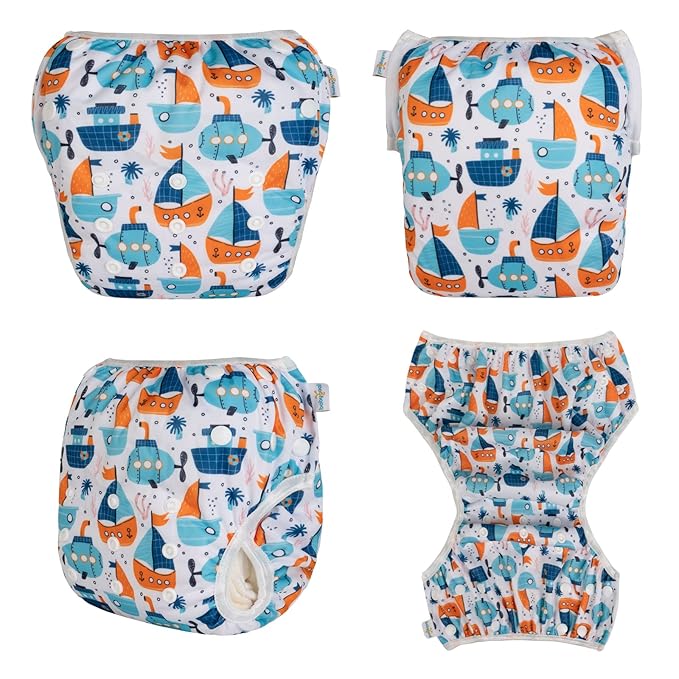 Babygoal Baby & Toddler Girl Swim Diapers, Reusable Adjustable Washable One Size Fits 6M-3T Gifts and Swimming Lessons 3 Pack 3ZSD24
