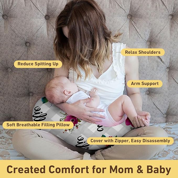 Dyoart Baby Nursing Pillow Cover,Personalized Comfortable Nursing Covers,Breastfeeding Pillow Slipcover for Bottle Feeding,Custom Gifts for Toddler Infant(23"x19"x5.5")(one Size)