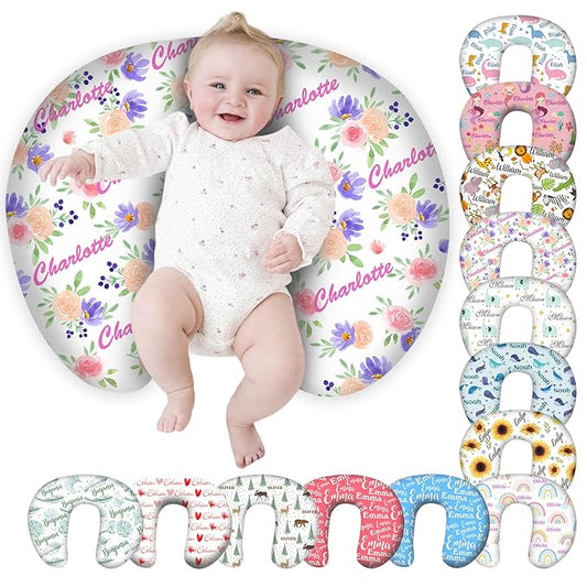 Personalized Baby Nursing Pillow Cover Custom with Name, Floral Theme Customized Boy & Girl Gifts
