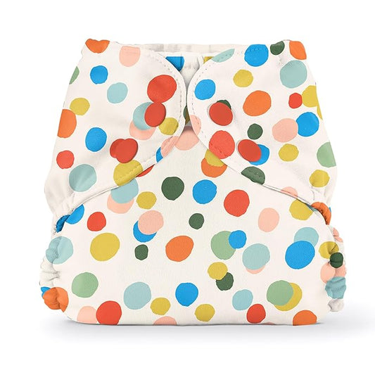 Esembly Cloth Diaper Cover - Reusable Swim Diaper, Waterproof, Breathable - Adjustable Outer Layer Over Absorbent Inner for Blowout Protection - Funfetti, Size 2 (18-35lbs)