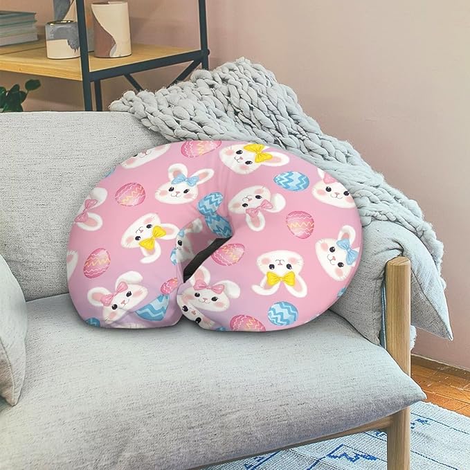 Colorful Rabbit Egg Easter Nursing Pillowcase Stretchy Removable Nursing Covers for Breastfeeding Pillows Ultra Soft Newborn Feeding Pillow Cover Easy to Use and Dustptoof