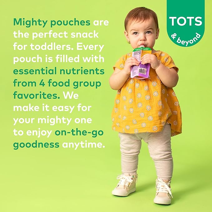 Plum Organics Mighty 4 Organic Toddler Food - Pear, Black Bean, Cherry, Blackberry, Strawberry, Oat, and Spinach - 4 oz Pouch (Pack of 6) - Organic Fruit and Vegetable Toddler Food Pouch