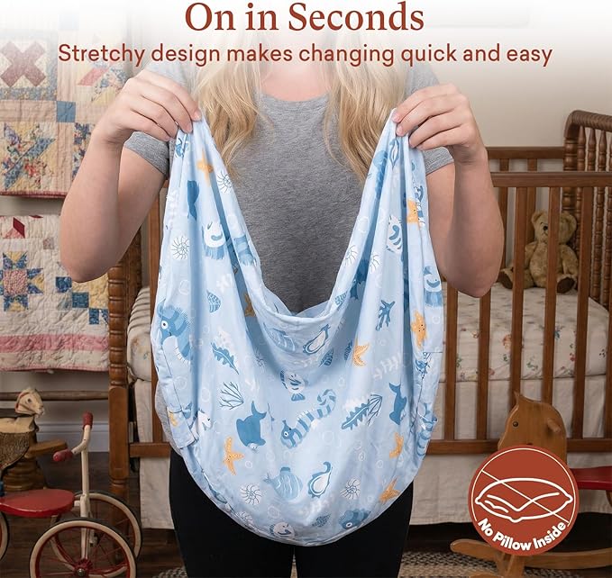 3-Pack Nursing Pillow Cover Compatible with New Boppy Nursing Pillow - Soft Stretchy Microfiber Feeding Pillow Cover, Washable Slipcover for Breastfeeding & Bottle Feeding (Cover Only)