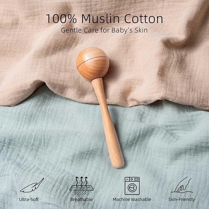 Muslin Baby Changing Pad with Waterproof Lining Foam, Diaper Changing Pad Topper, Changing Table Pads with Muslin Cover for Dressers