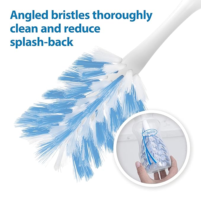 Dr. Brown's Deluxe Bottle Brush for Cleaning Baby Bottles, Nipples, and Sippy Cups with Suction Cup Stand and Vent Brush, BPA-Free, Blue, 1-Pack (Packaging and Color May Vary)