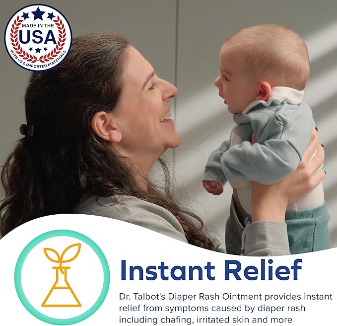 Trial Size Bundle of Dr. Talbot's Diaper Cream Brush for Babies and Dr. Talbot's Baby Diaper Rash Ointment, Zinc Oxide Skin Protectant - Gentle Formula, Treats & Prevents Rash, Made in USA, 1 oz