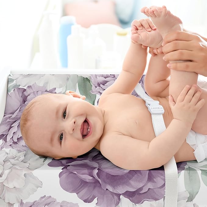Sweet Jojo Designs Lavender Purple Boho Shabby Chic Floral Girl Baby Changing Pad Cover Sheet Infant Newborn Diaper Table Change Mat Cover Lilac Violet Ivory Bohemian Vintage Garden Watercolor Nature