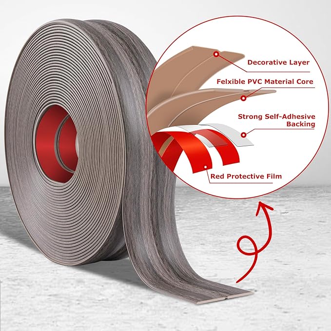 Flexible Wall Corner Protector Moulding Trim Peel and Stick Wall Corner Guards Edge Protector Self Adhesive Molding Trim Strip for Edge Ceiling (Brown Walnut Wood Grain, 0.8 in x 20 Ft)