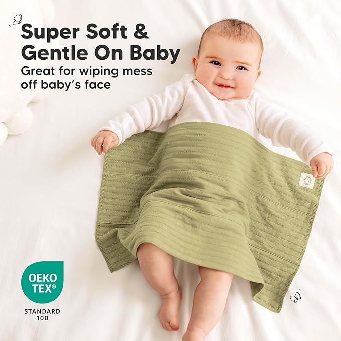 KeaBabies Organic Cotton Burp Cloths Baby Girl, Boy - 6-Pack Large Burping Clothes for Babies, Spit Up Rags, Super Soft & Absorbent Newborn Wash Towels, Gender Neutral, Non-Shrink (Stria, Boho)