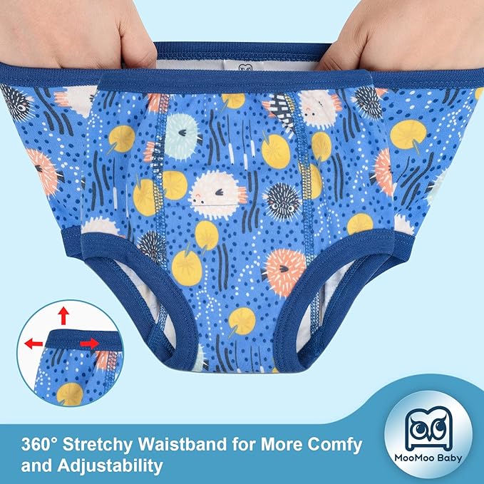 MooMoo Baby Potty Training Pants 6 Packs Absorbent Training Underwear for Boys and Girls Cotton Pee Pants 2T-9T