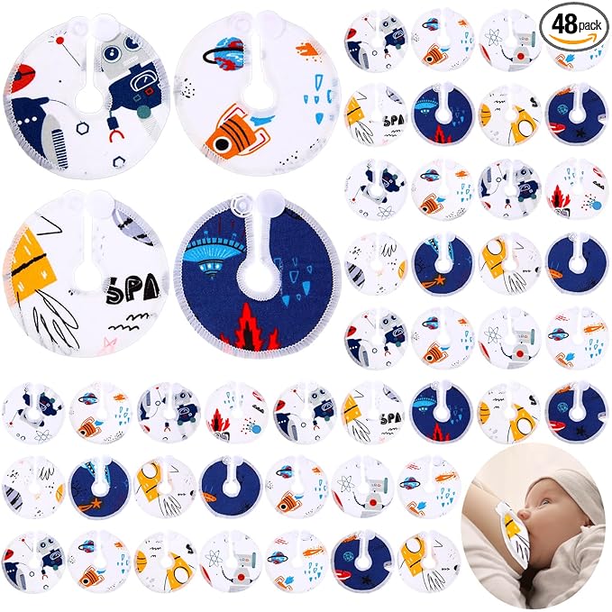 Threlaco 48 Pcs Gtube Button Covers Feeding Tube Pads Holder Abdominal Reusable Accessories Peg Tube Soft Absorbent Breast Feeding Pads Breastfeeding Support Nursing Care Stay Dry(Universe)