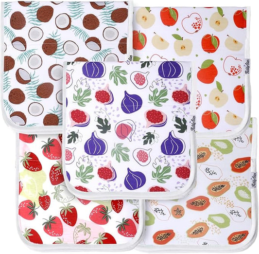 KiddyStar 5-Pack Burp Cloths – Organic Cotton, Soft, Large & Absorbent 3-Layer Towels for Newborns – Essential for Feeding & Spit-Up