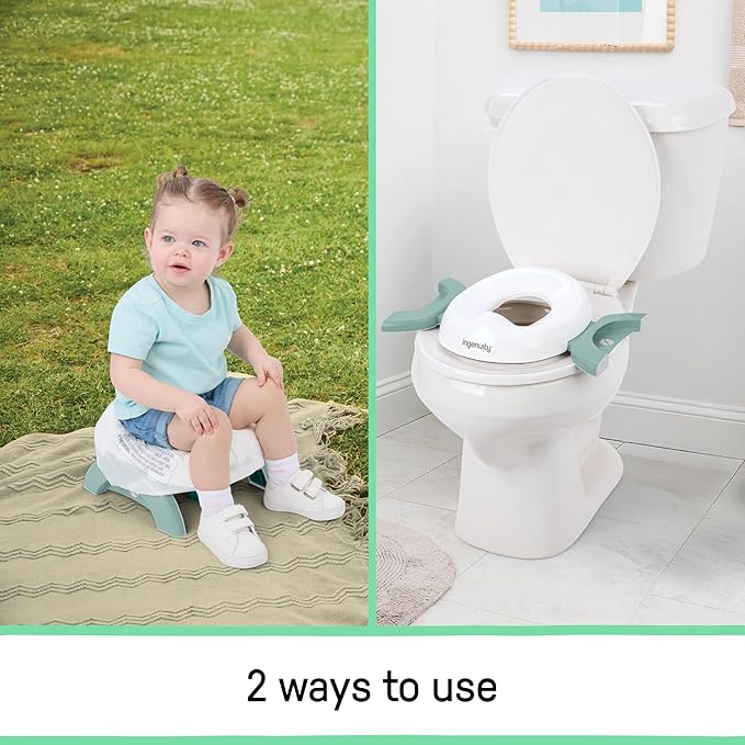 Ingenuity My Travel Potty, 2-in-1 Baby and Toddler Portable Potty Seat & Potty Ring, Lightweight Foldable, Includes Travel Bag & 3 Disposable Liners, Neutral