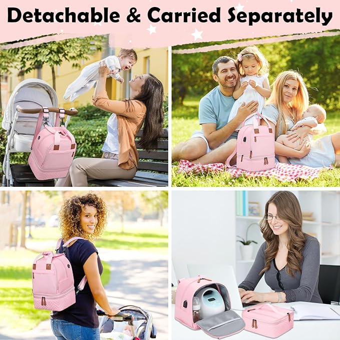 Breast Pump Bag for Spectra S1/S2 - Spectra Pump Bag with Ice Pack & Waterproof Mat, Portable Breast Milk Cooler Case for Work, Travel and Family Use, Pink