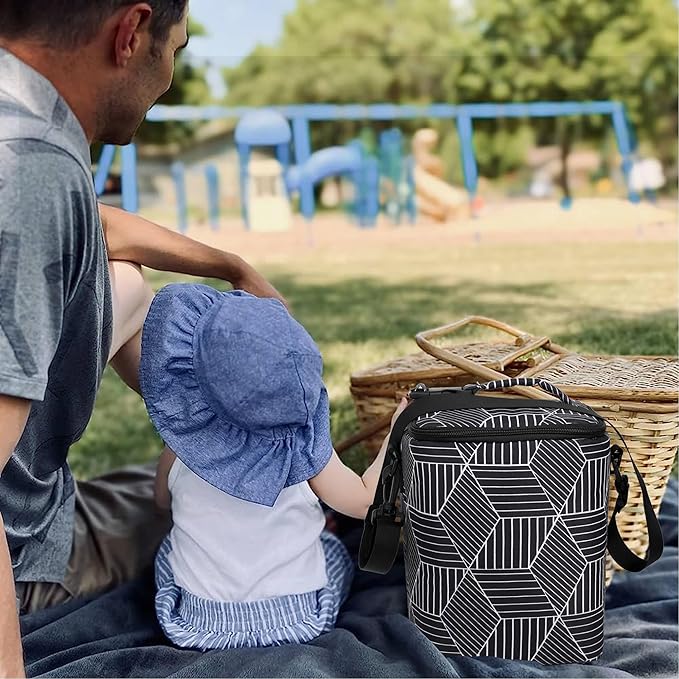 Breastmilk Cooler Bag with Ice Pack Fits 4 Baby Bottles Up To 9 Ounce Insulated Baby Bottle Bag Breast Milk Cooler on the Go with Strap Cooler Bag for Nursing Mom Daycare or Travel