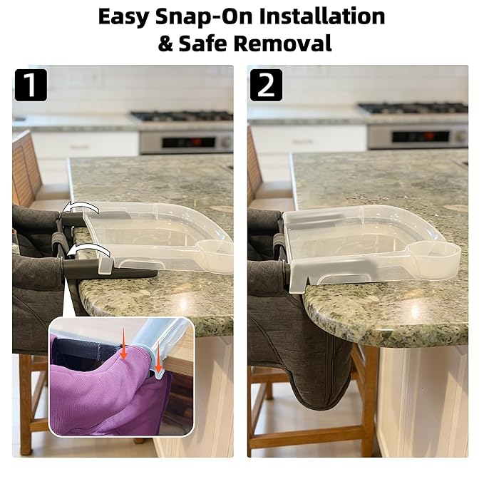 Clear Plastic Baby Dining Tray Compatible with Ingle-sina Fast Table Chair for Home & Restaurant Use, Portable Clip-On Feeding Tray for Hook-On High Chairs, Dishwasher Safe & BPA Free